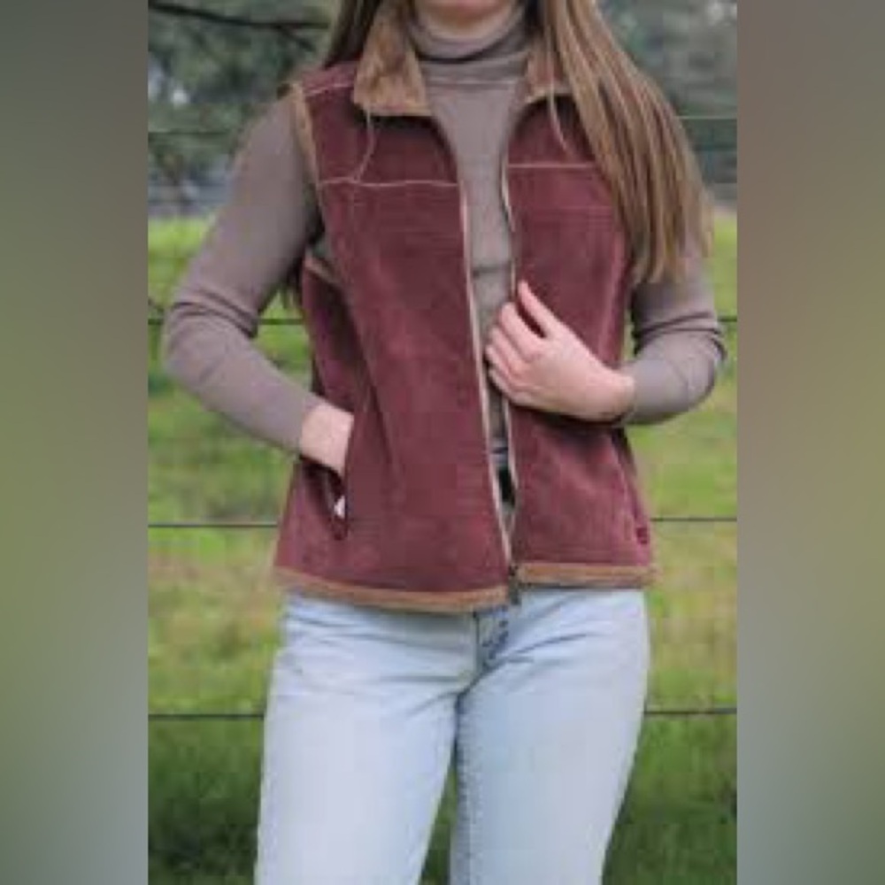Woolrich Corduroy Vest Faux Fur Lining Hazelberry Size S